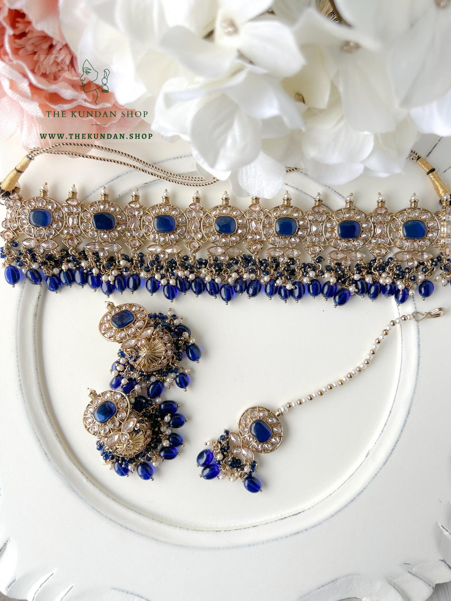 Temptation in Midnight Blue Necklace Sets THE KUNDAN SHOP 