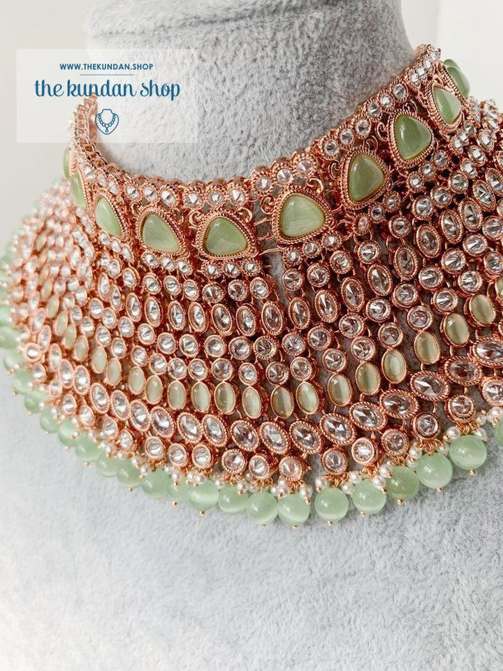 Beam in Rose Gold & Mint Necklace Sets THE KUNDAN SHOP 