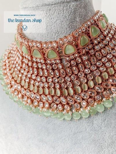 Beam in Rose Gold & Mint Necklace Sets THE KUNDAN SHOP 