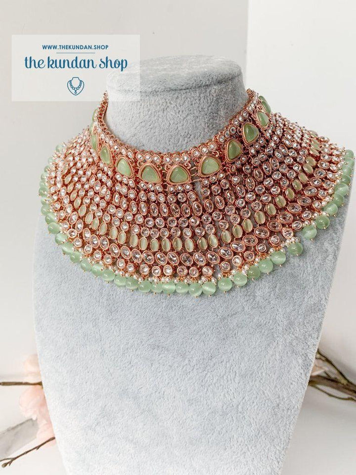 Beam in Rose Gold &amp; Mint Necklace Sets THE KUNDAN SHOP 