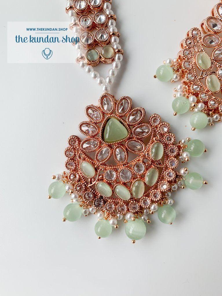 Beam in Rose Gold &amp; Mint Necklace Sets THE KUNDAN SHOP 
