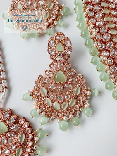 Beam in Rose Gold & Mint Necklace Sets THE KUNDAN SHOP 