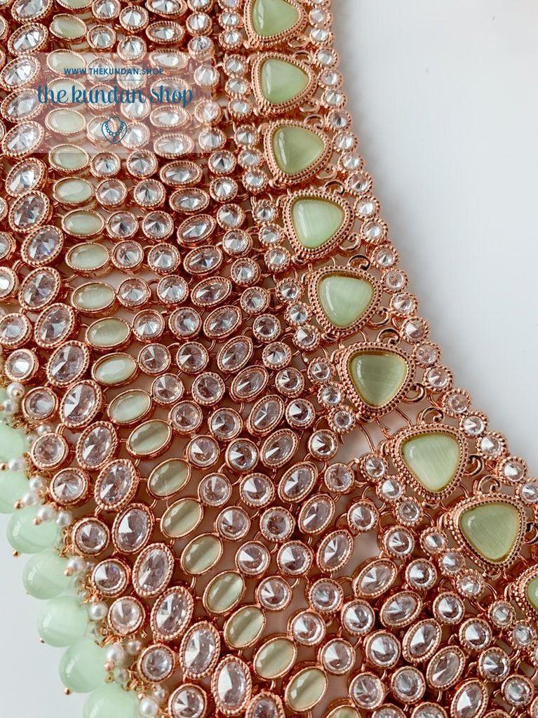 Beam in Rose Gold &amp; Mint Necklace Sets THE KUNDAN SHOP 