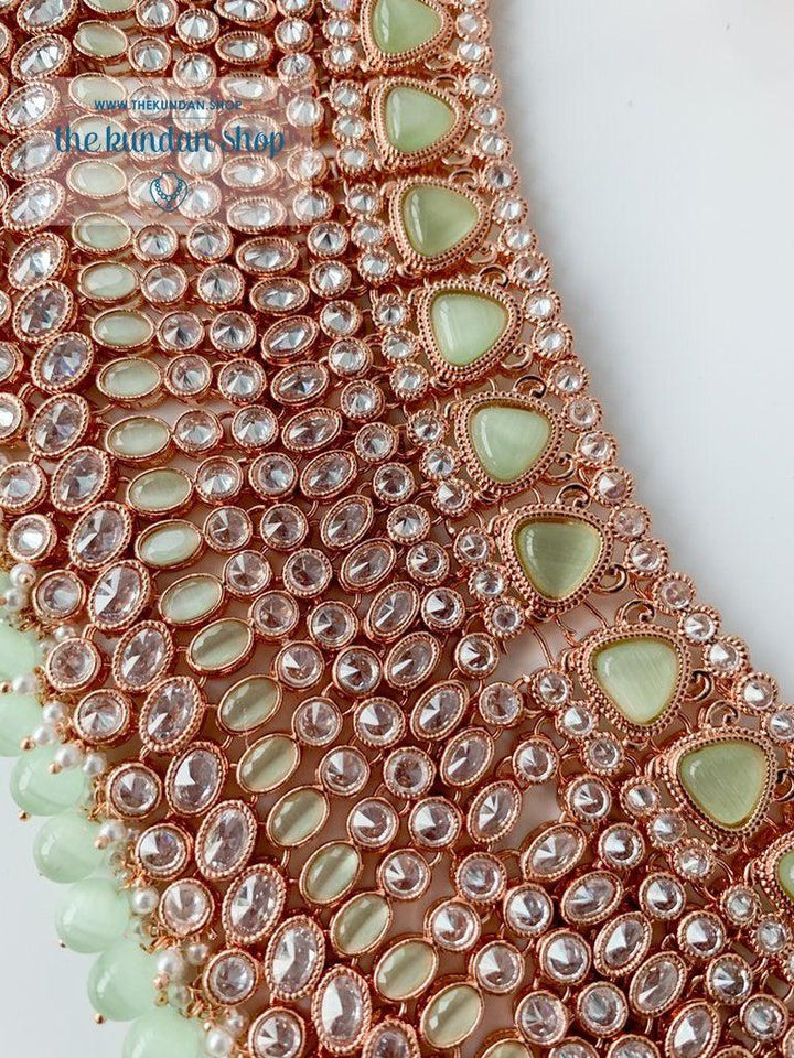 Beam in Rose Gold &amp; Mint Necklace Sets THE KUNDAN SHOP 