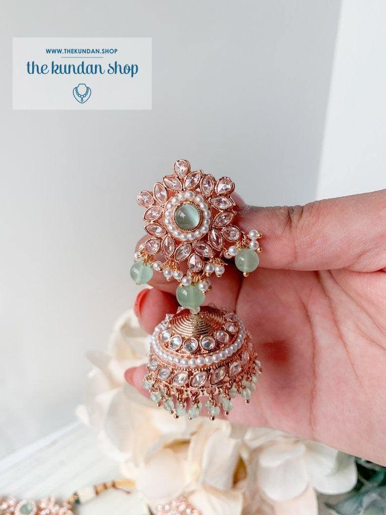 Idealistic in Rose Gold & Mint Necklace Sets THE KUNDAN SHOP 