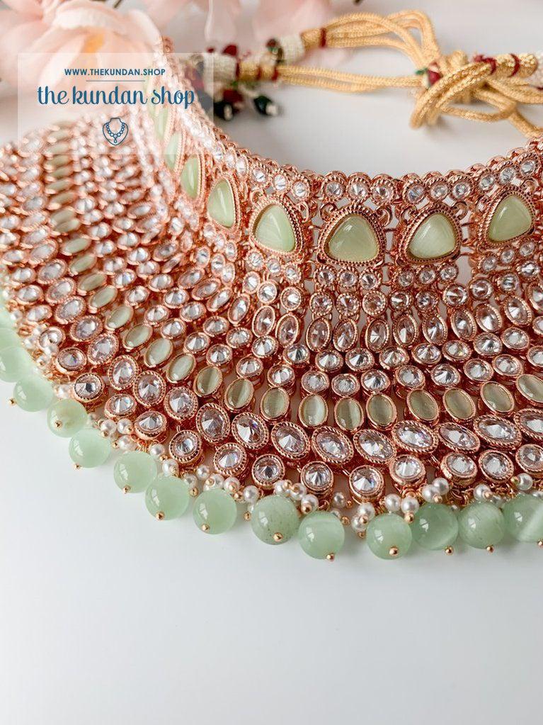 Beam in Rose Gold &amp; Mint Necklace Sets THE KUNDAN SHOP 