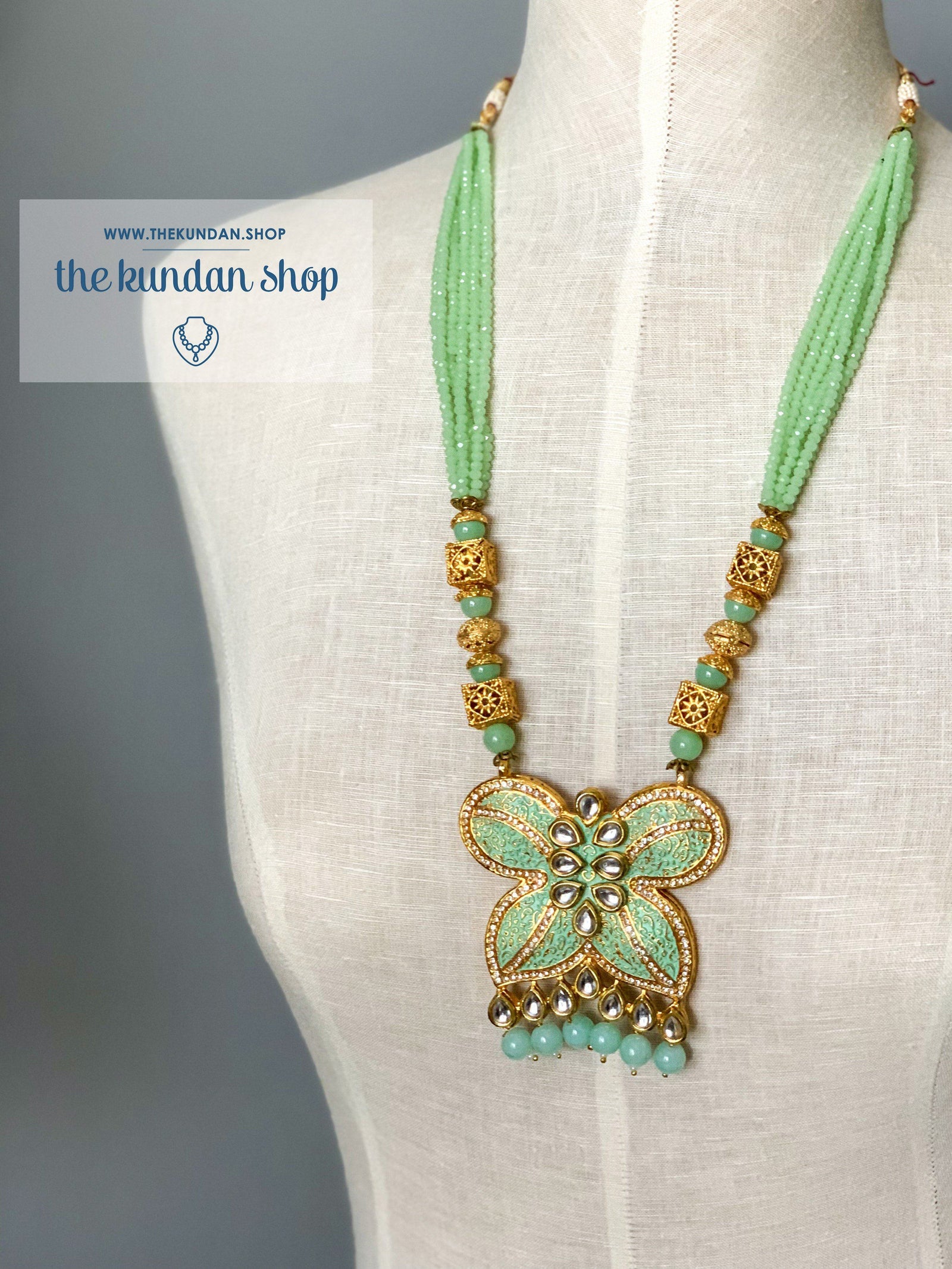 Mint Butterfly, Necklace Sets - THE KUNDAN SHOP