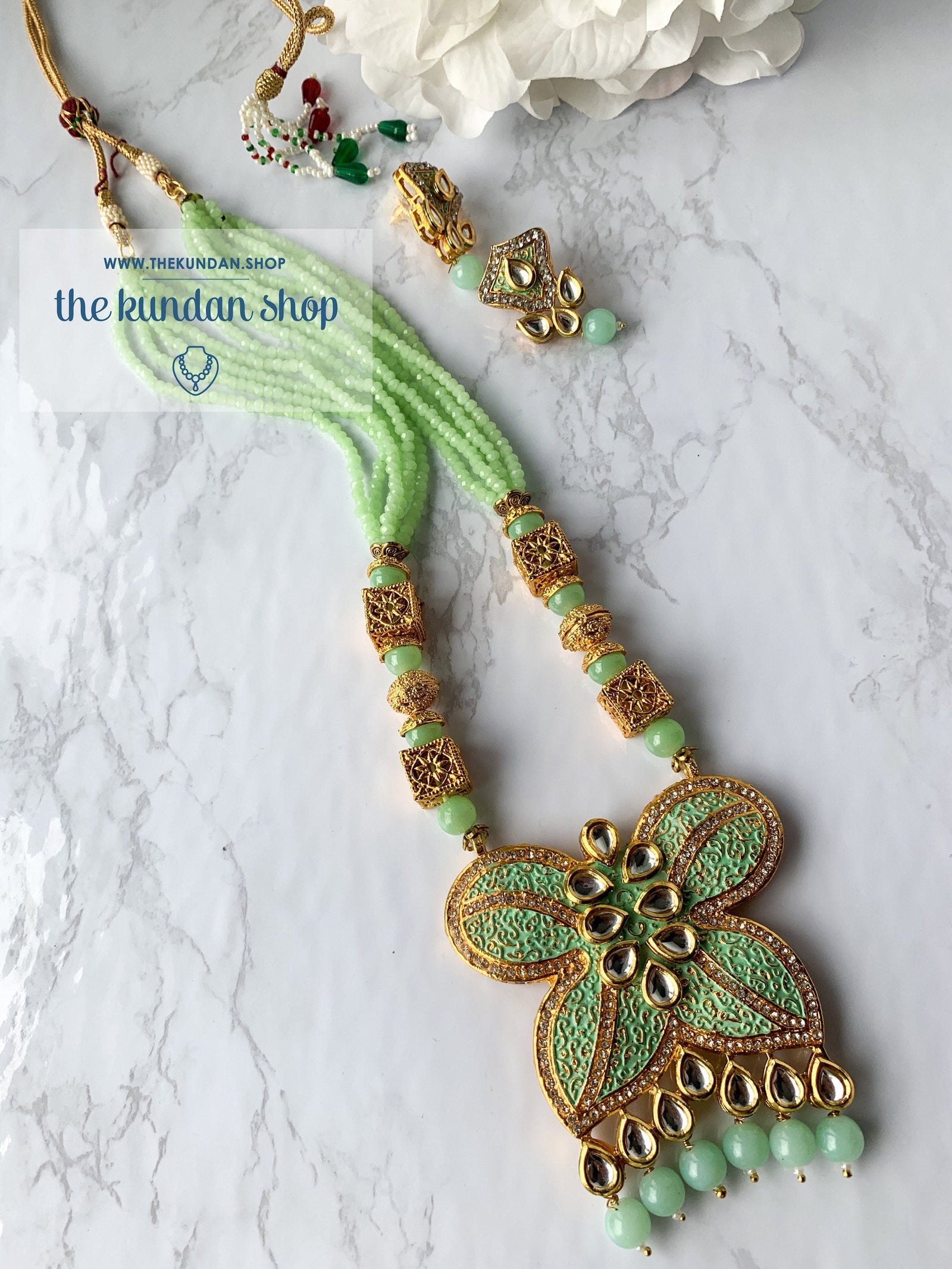 Mint Butterfly, Necklace Sets - THE KUNDAN SHOP