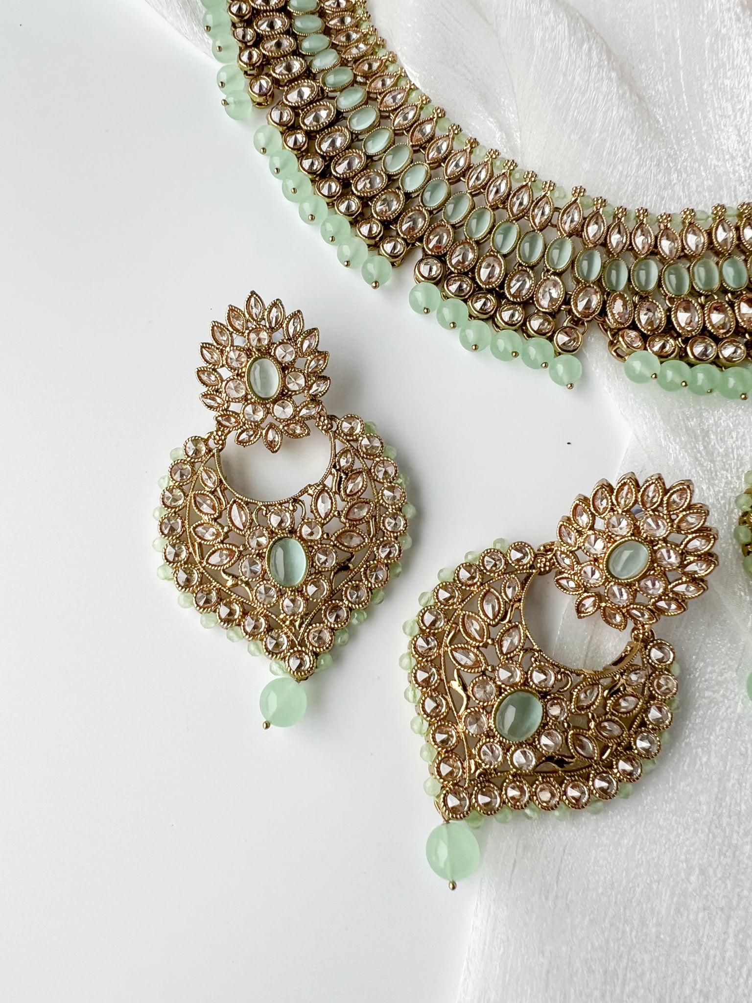 Breeze in Polki & Mint Necklace Sets THE KUNDAN SHOP 