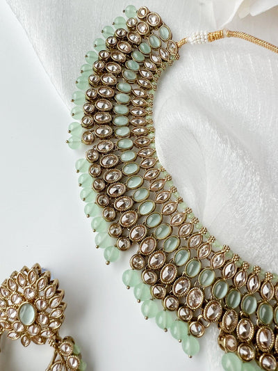 Breeze in Polki & Mint Necklace Sets THE KUNDAN SHOP 