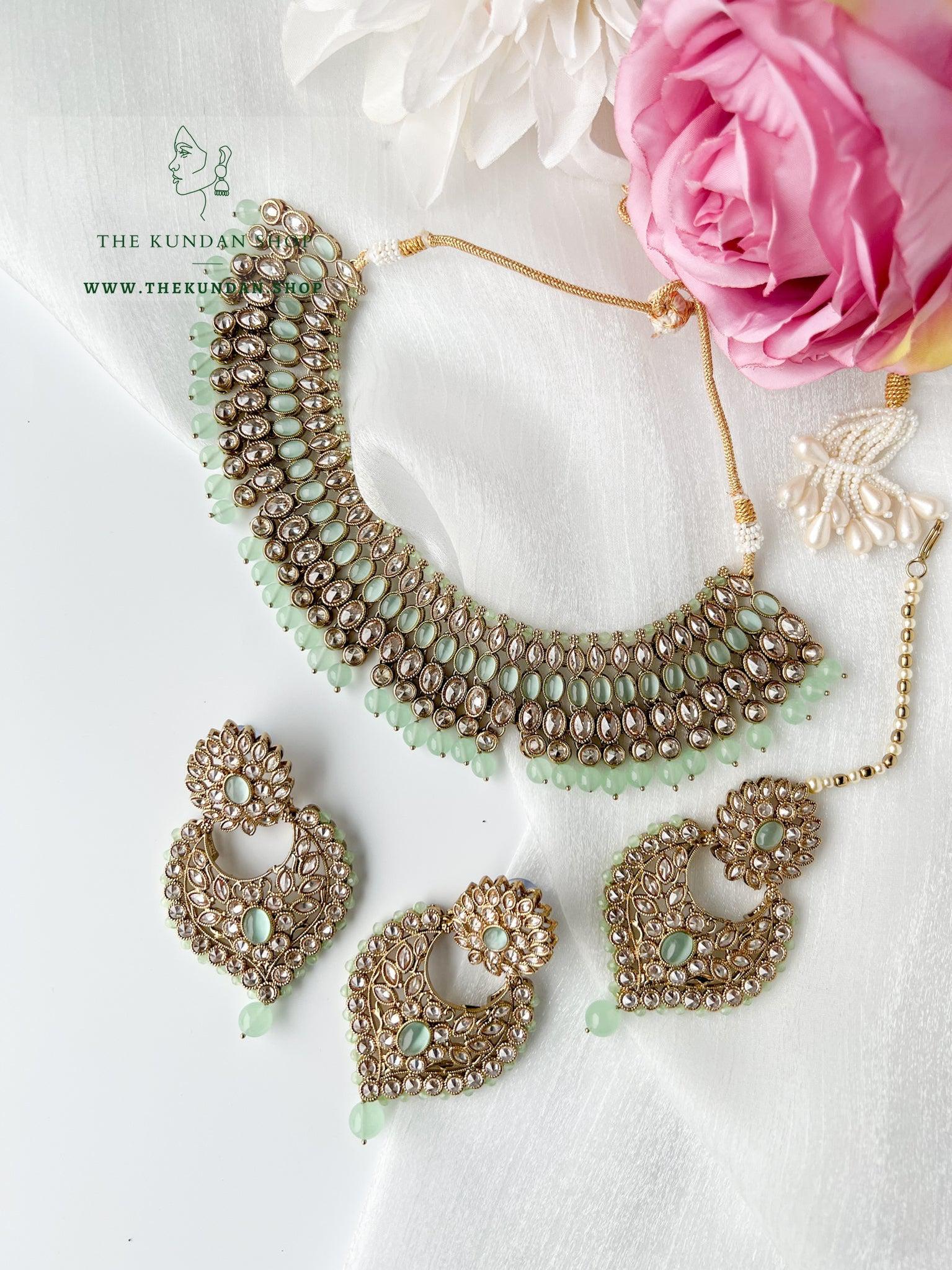Breeze in Polki & Mint Necklace Sets THE KUNDAN SHOP 