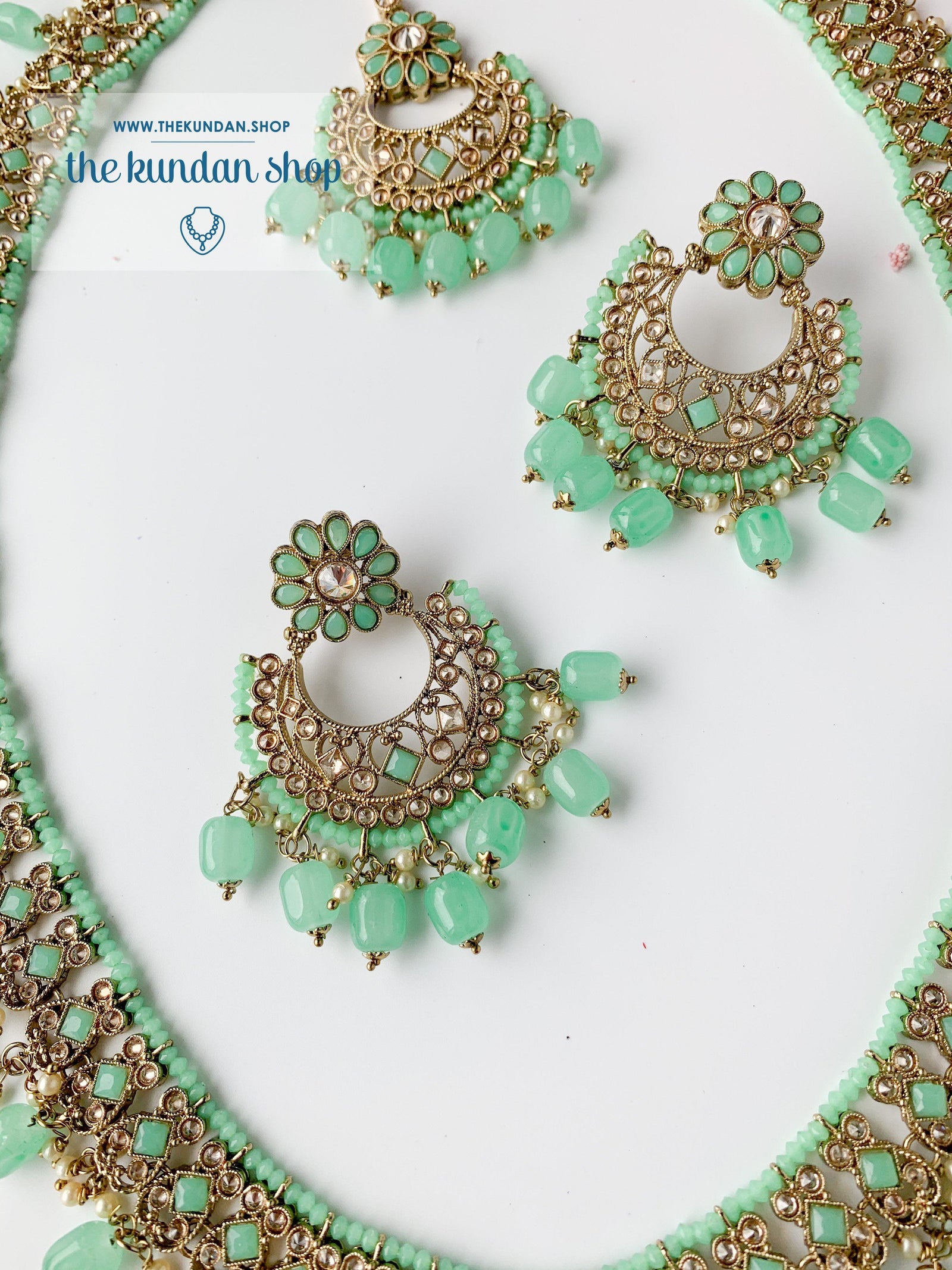 Dynamic in Mint Green Necklace Sets THE KUNDAN SHOP 