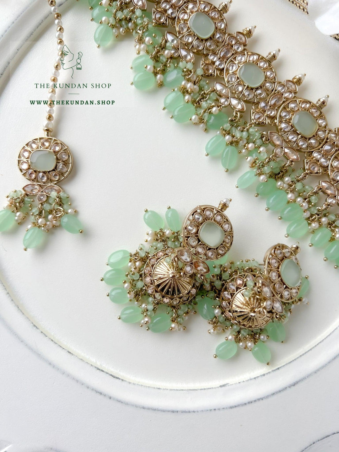 Temptation in Mint Green Necklace Sets THE KUNDAN SHOP 