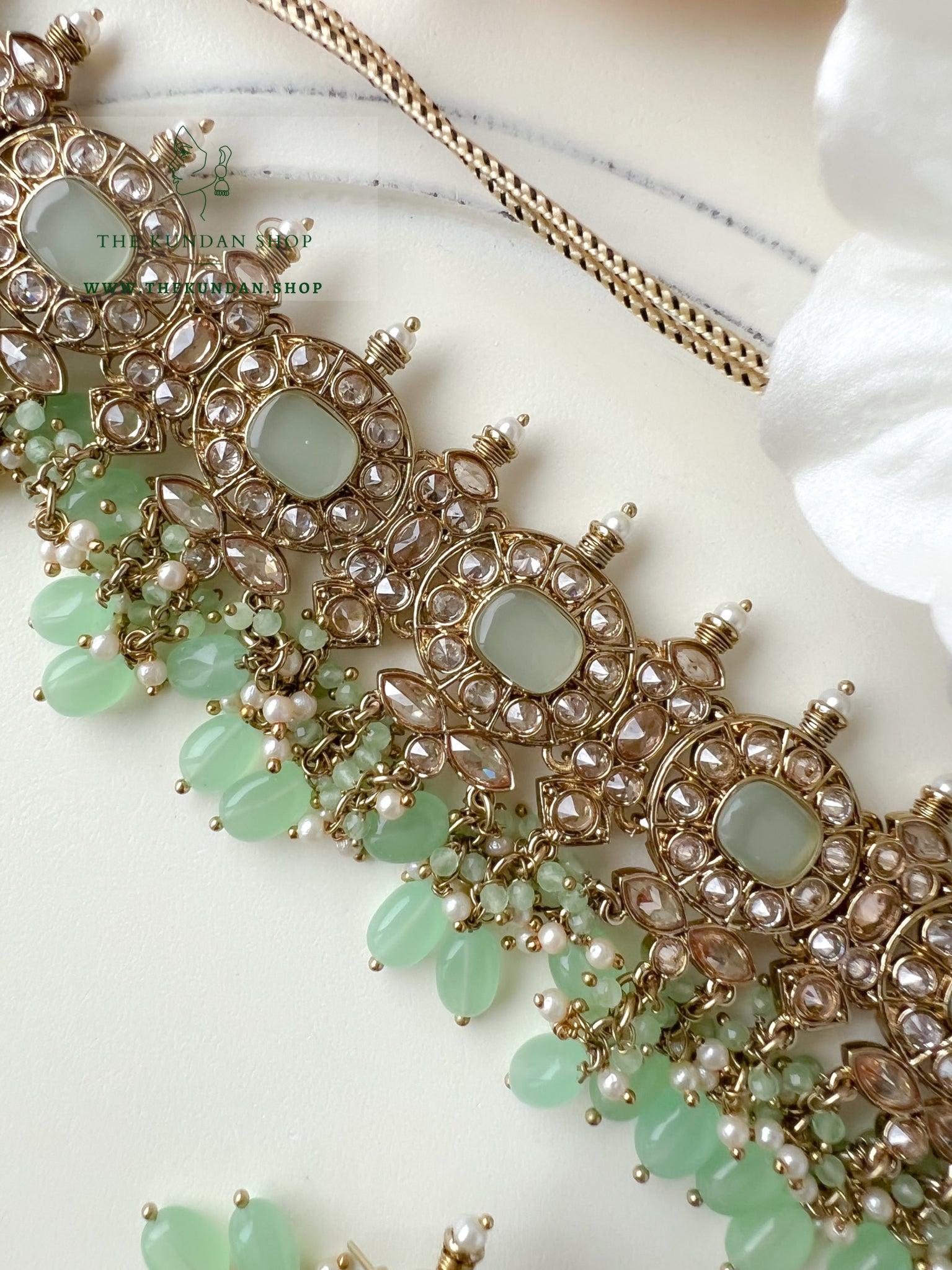 Temptation in Mint Green Necklace Sets THE KUNDAN SHOP 