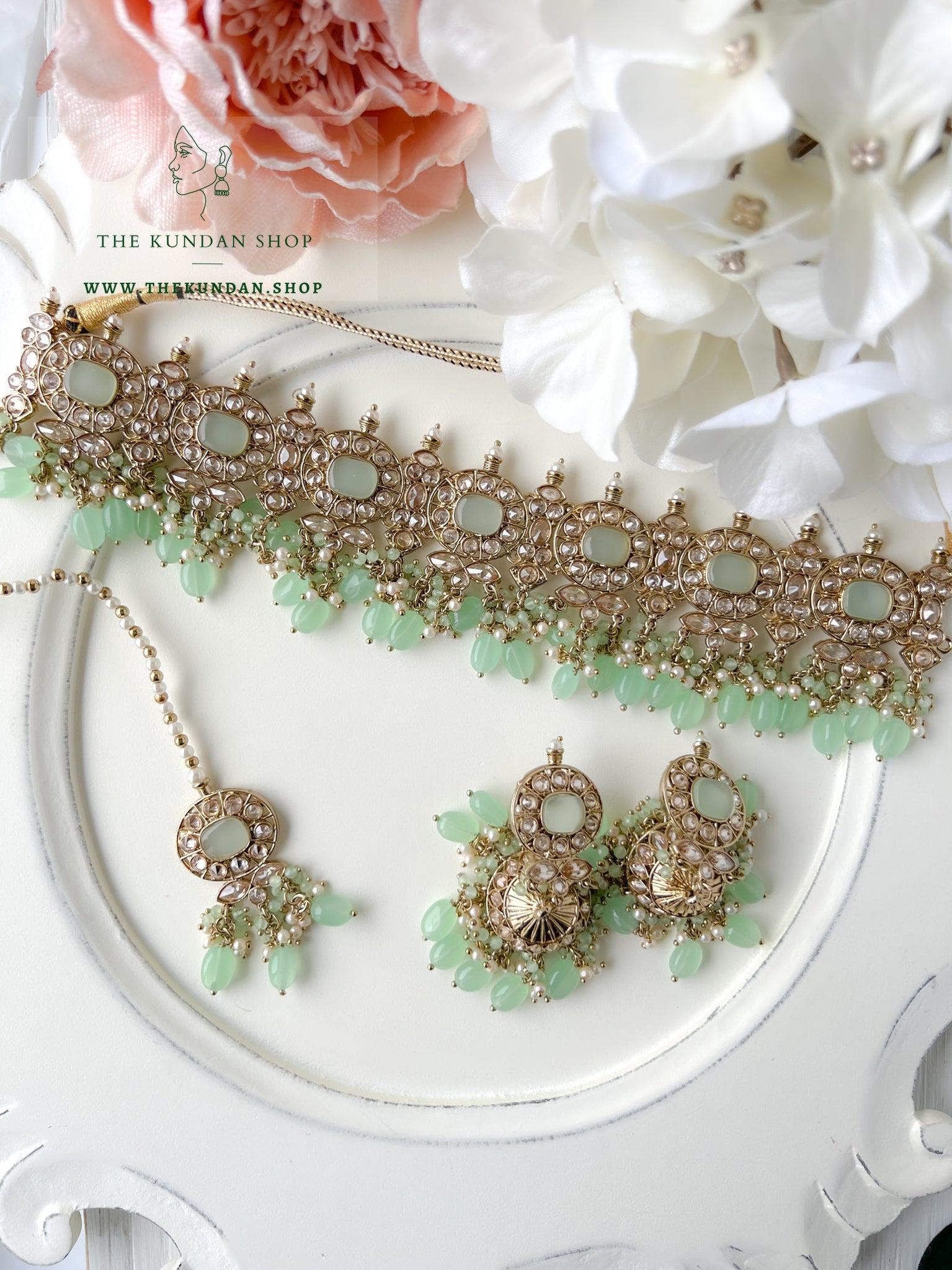 Temptation in Mint Green Necklace Sets THE KUNDAN SHOP 