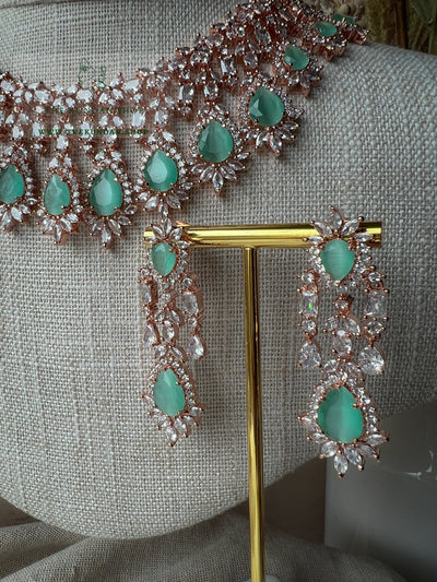 Rarity in Rose Gold & Mint Necklace Sets THE KUNDAN SHOP 