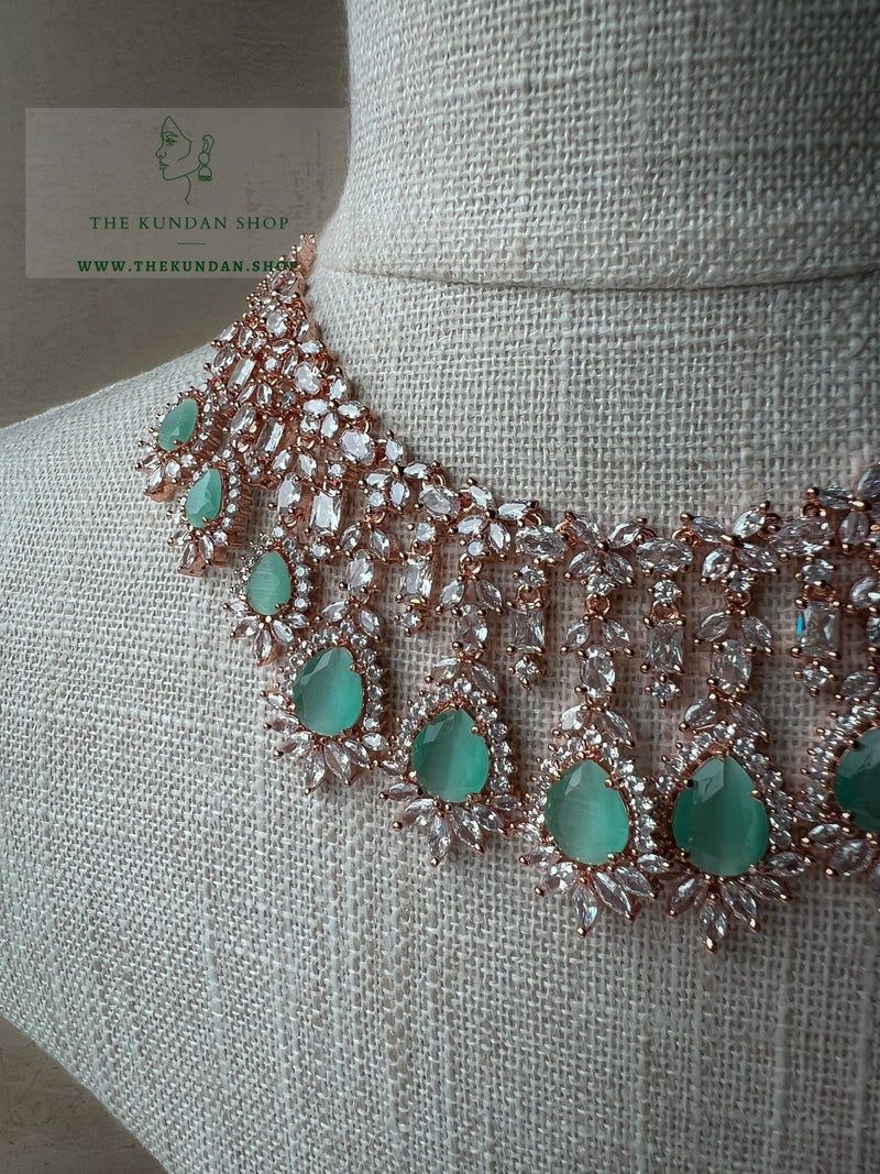 Rarity in Rose Gold & Mint Necklace Sets THE KUNDAN SHOP 