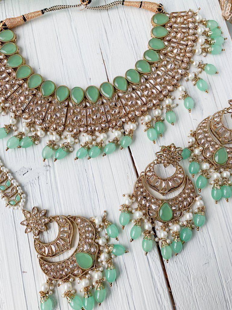 Audacious in Mint Necklace Sets THE KUNDAN SHOP 