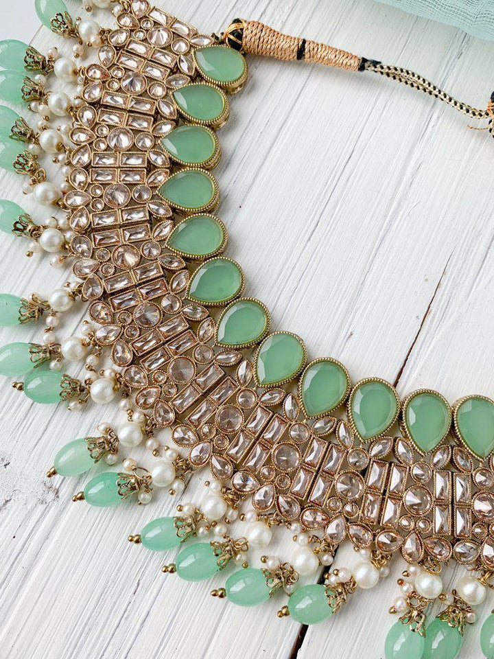 Audacious in Mint Necklace Sets THE KUNDAN SHOP 