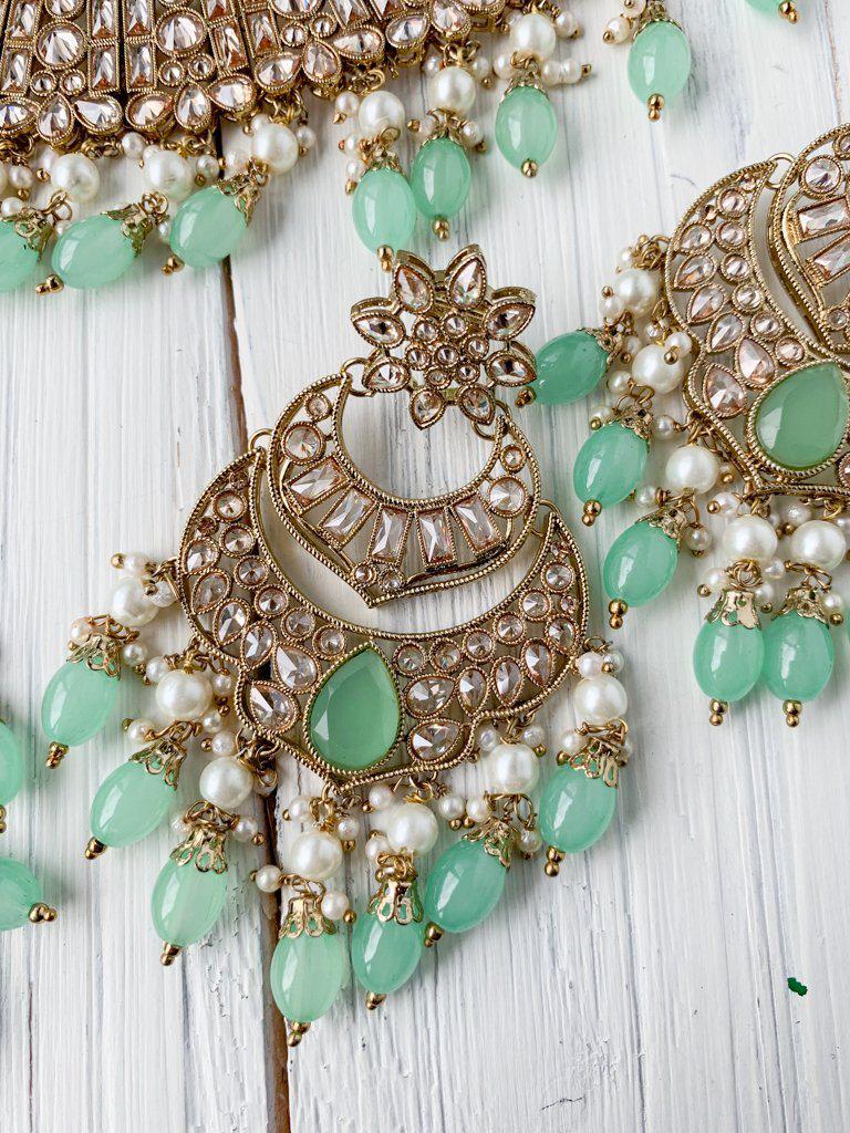 Audacious in Mint Necklace Sets THE KUNDAN SHOP 