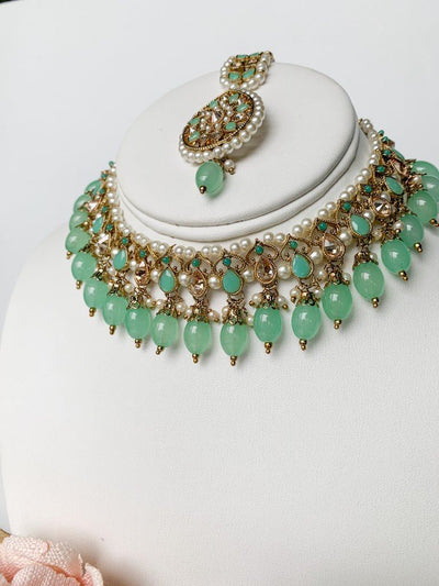 New Beginnings in Mint Necklace Sets THE KUNDAN SHOP 