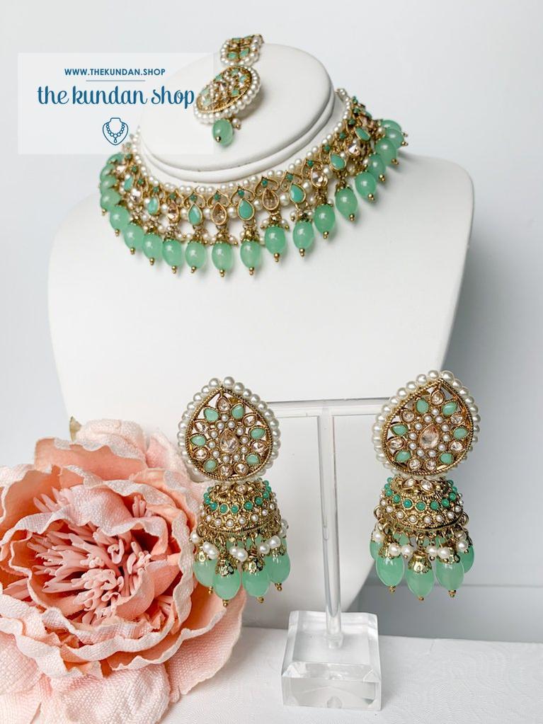 New Beginnings in Mint Necklace Sets THE KUNDAN SHOP 