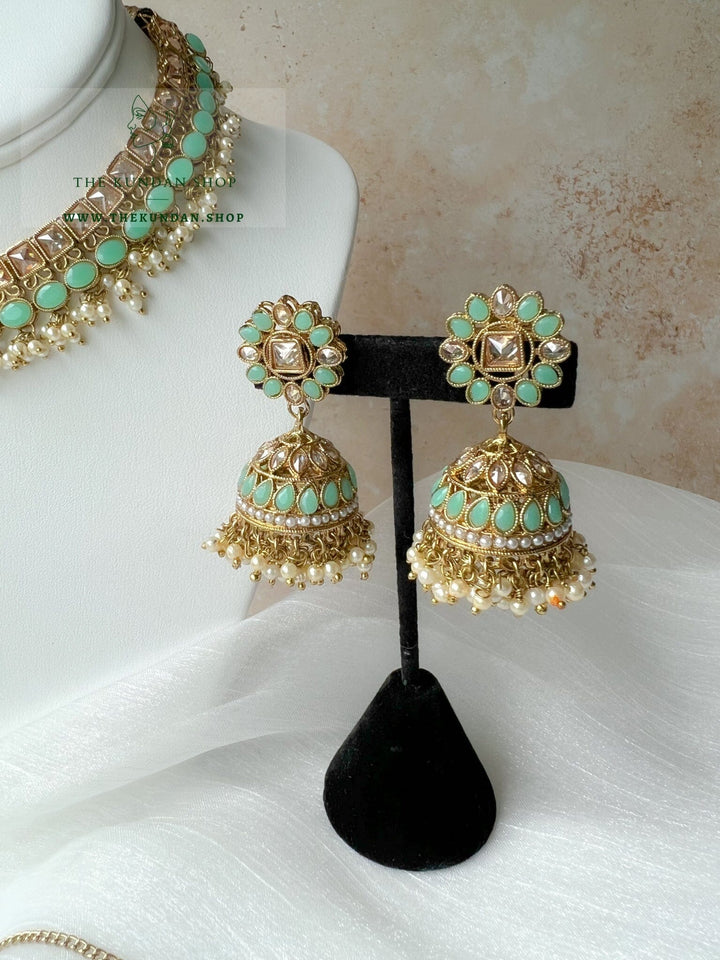 Illusive Polki in Mint Necklace Sets THE KUNDAN SHOP 