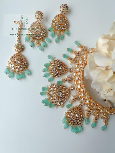 Romance in Mint Necklace Sets THE KUNDAN SHOP 
