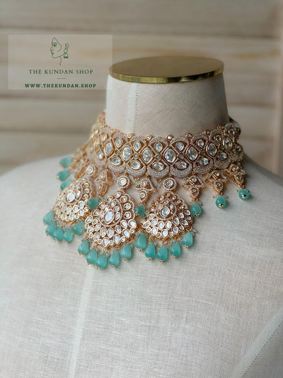 Romance in Mint Necklace Sets THE KUNDAN SHOP 