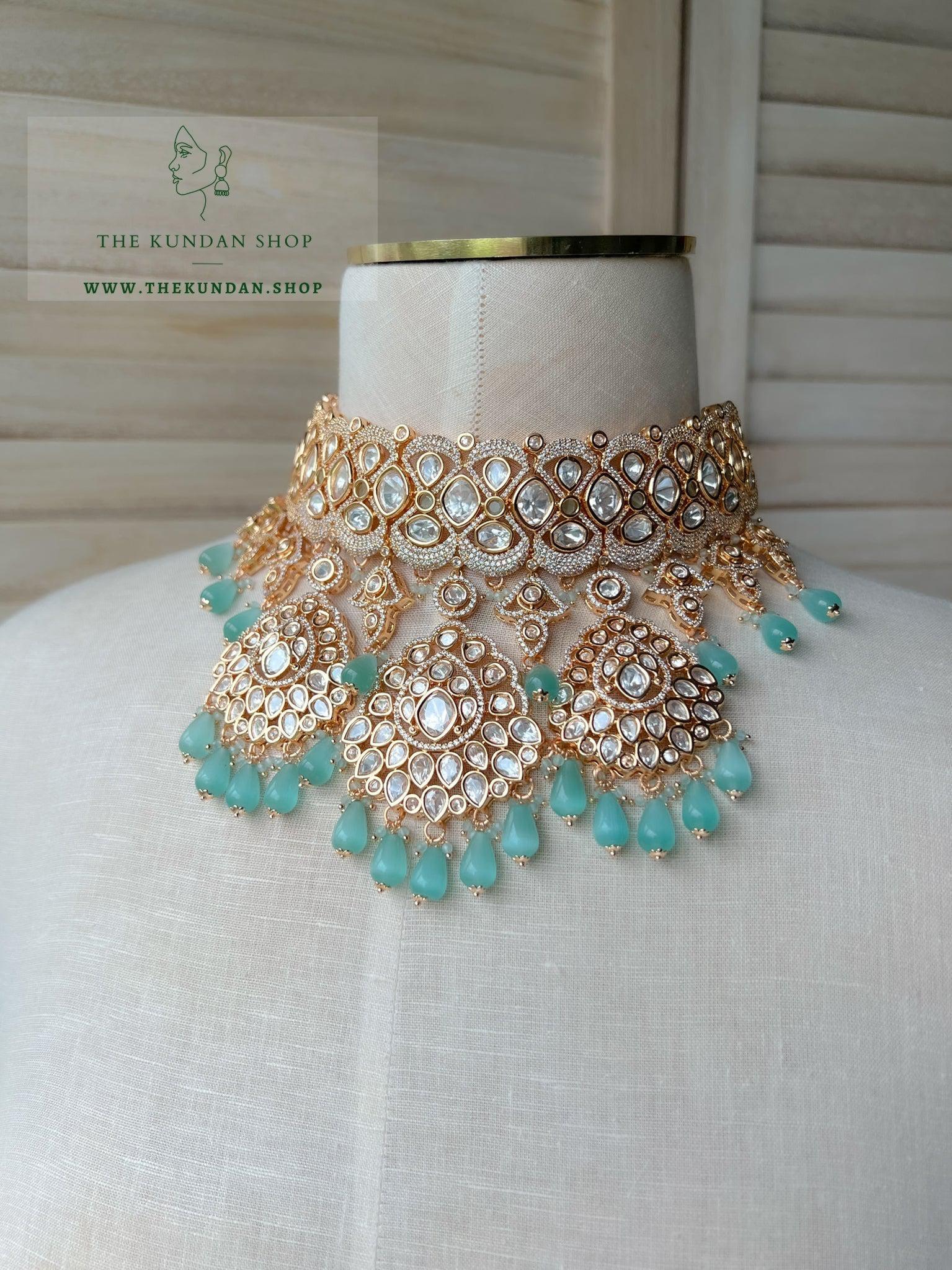 Romance in Mint Necklace Sets THE KUNDAN SHOP 