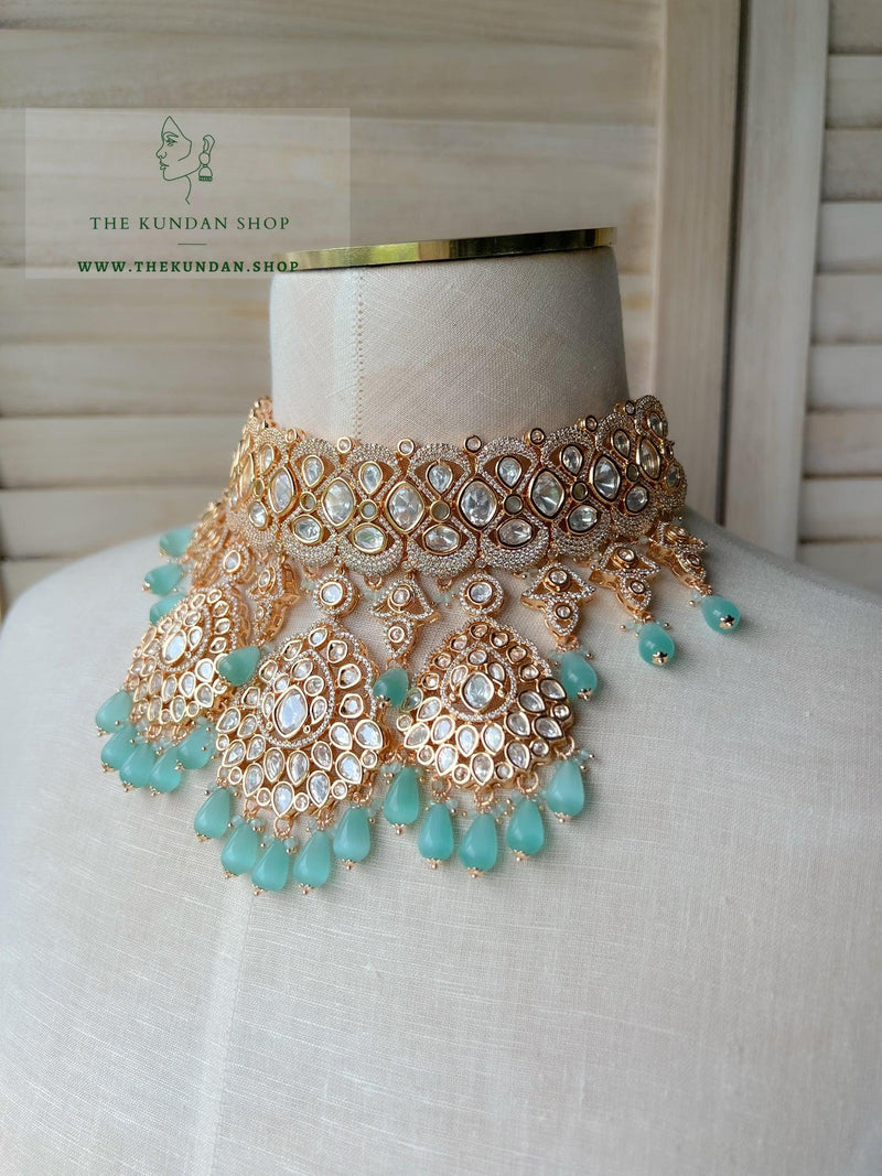 Romance in Mint Necklace Sets THE KUNDAN SHOP 