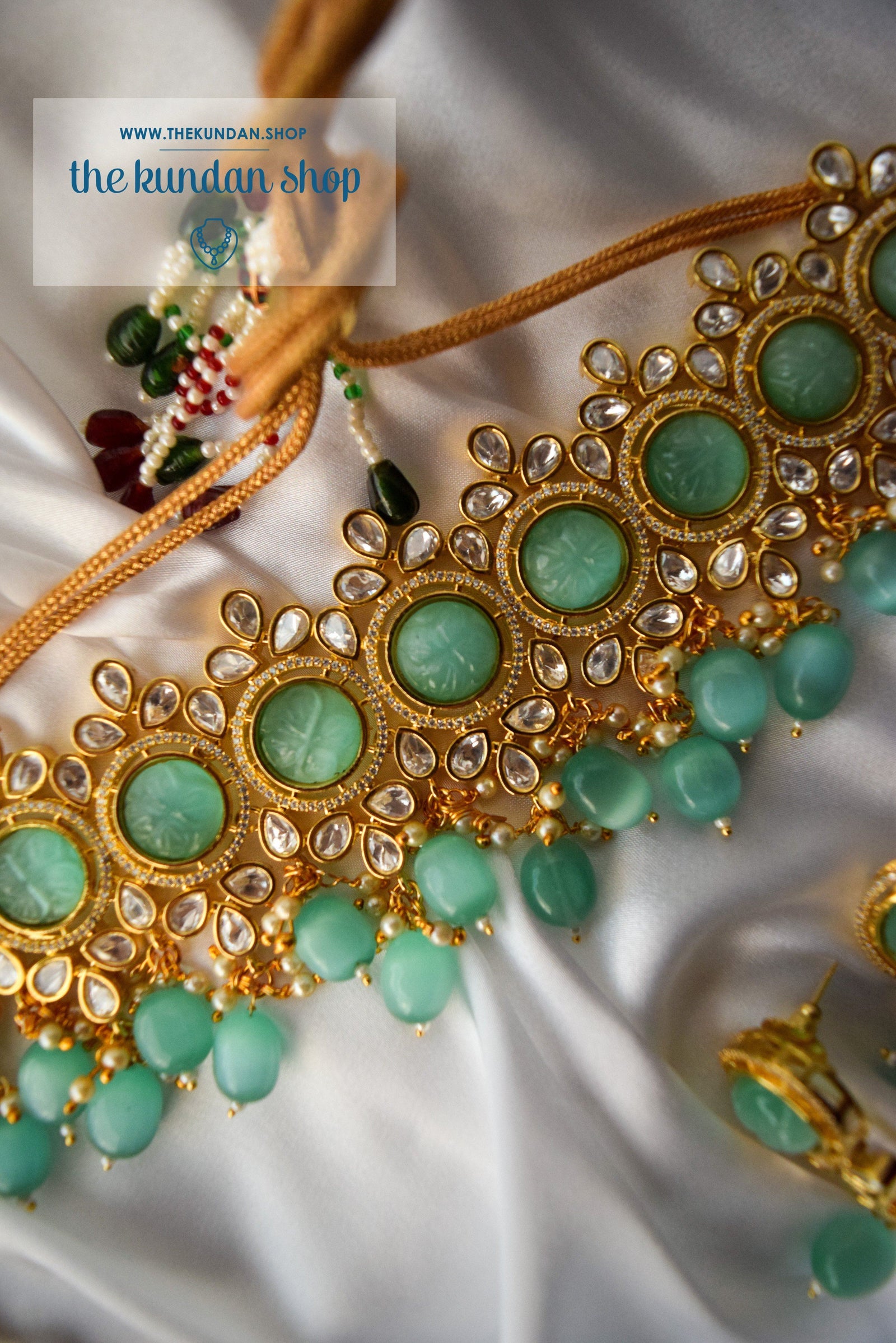 Pastel Estate in Mint Necklace Sets THE KUNDAN SHOP 