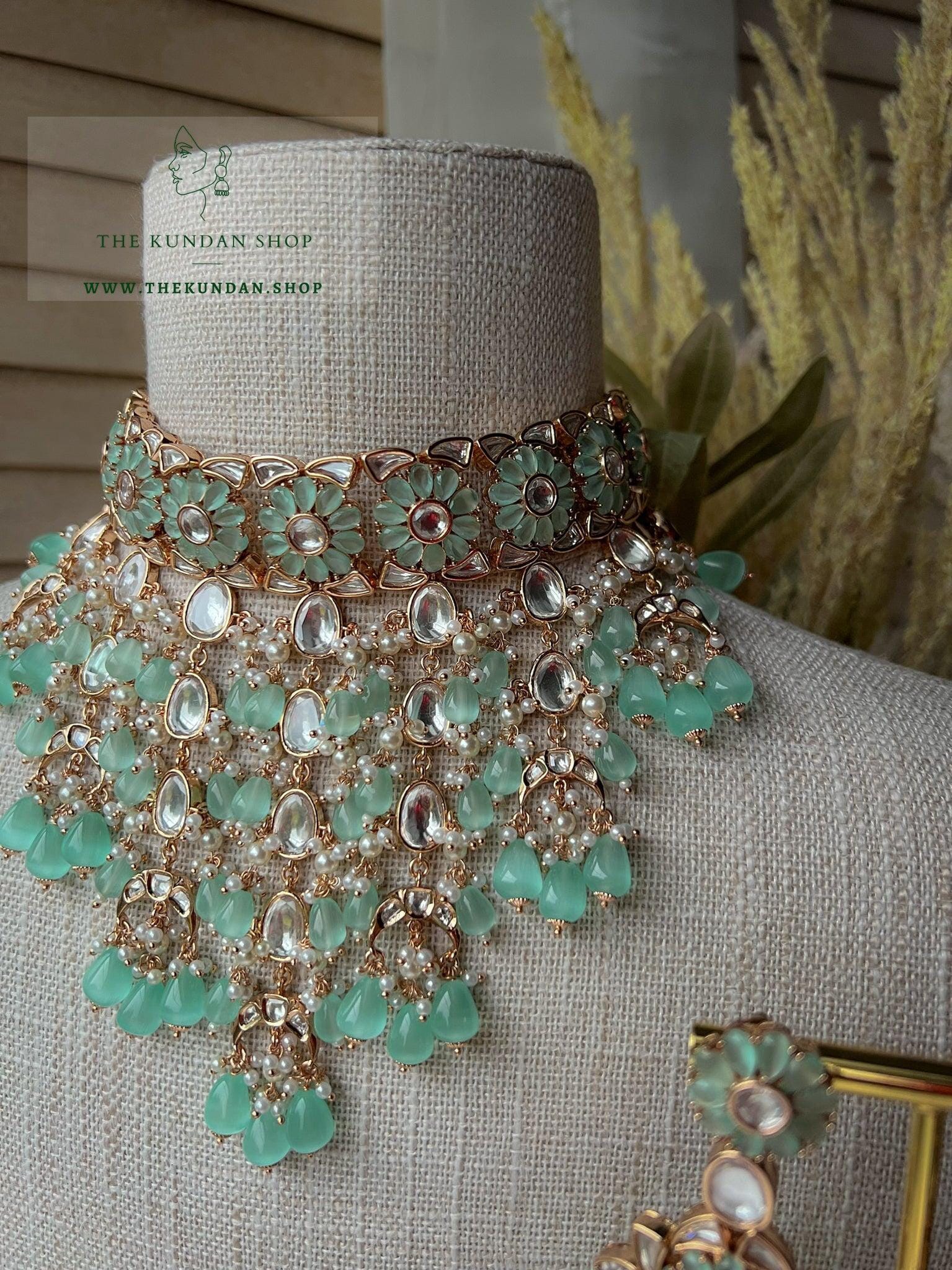 Riveting in Mint Necklace Sets THE KUNDAN SHOP 