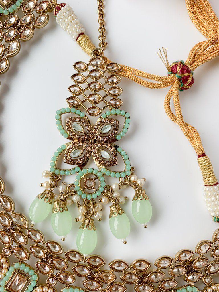 Monarch in Mint Necklace Sets THE KUNDAN SHOP 