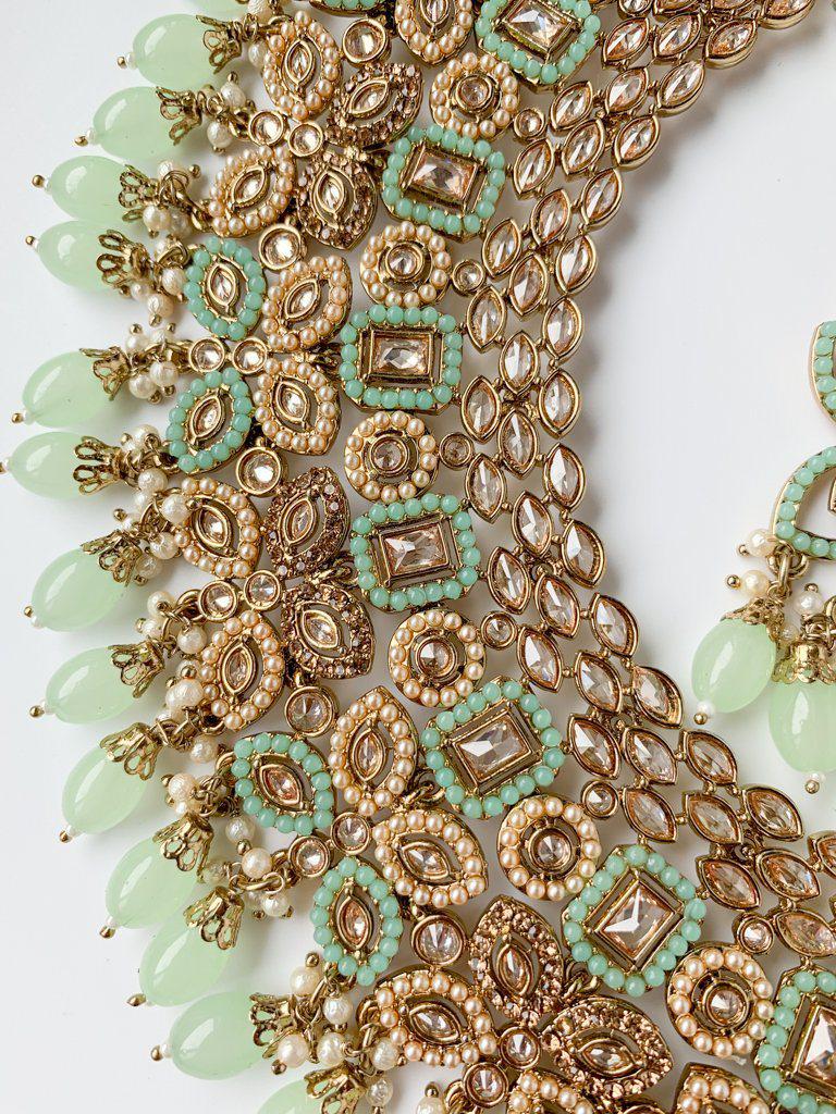 Monarch in Mint Necklace Sets THE KUNDAN SHOP 