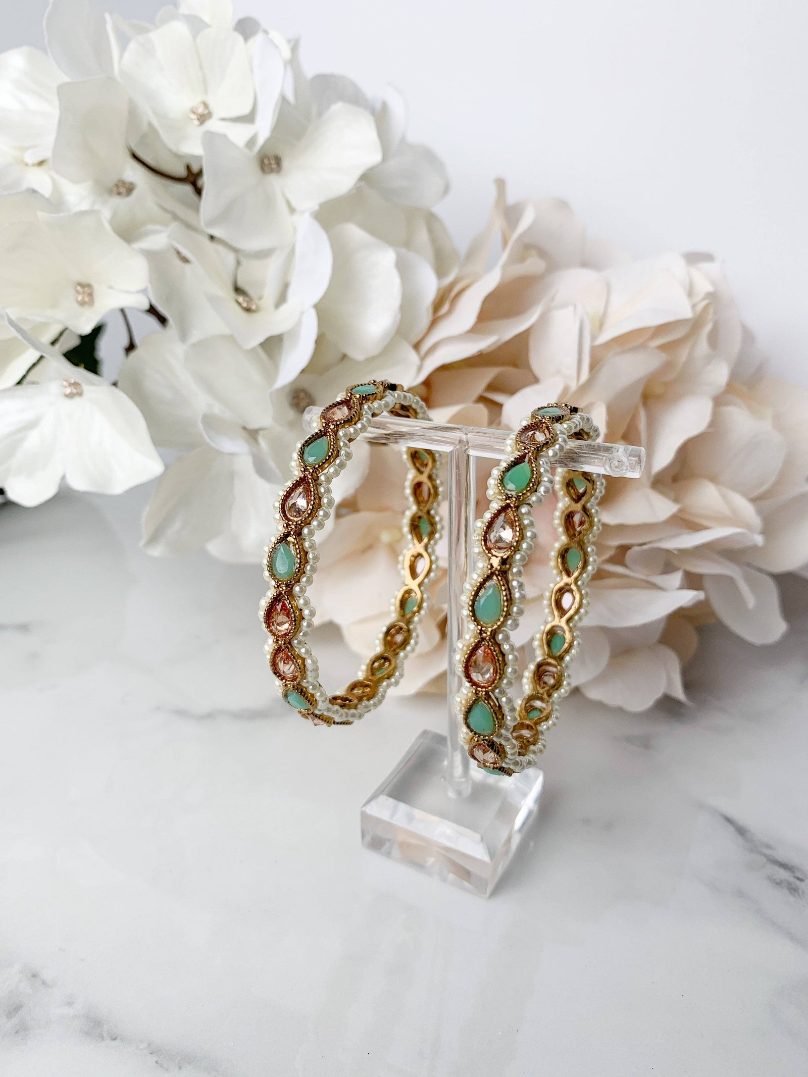 ANYA bangle in Mint (Pair of 2) Bangles THE KUNDAN SHOP 
