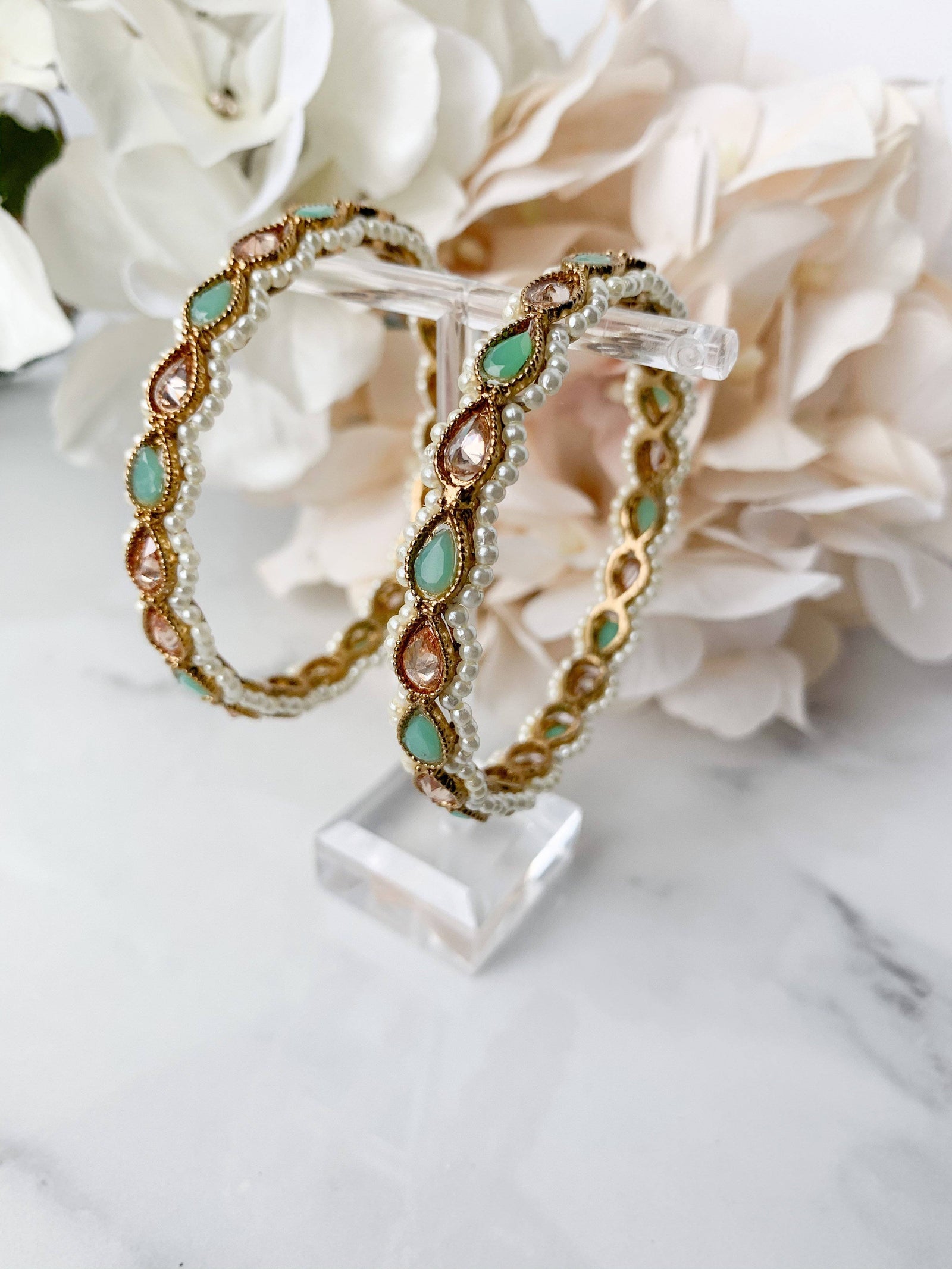 ANYA bangle in Mint (Pair of 2) Bangles THE KUNDAN SHOP 