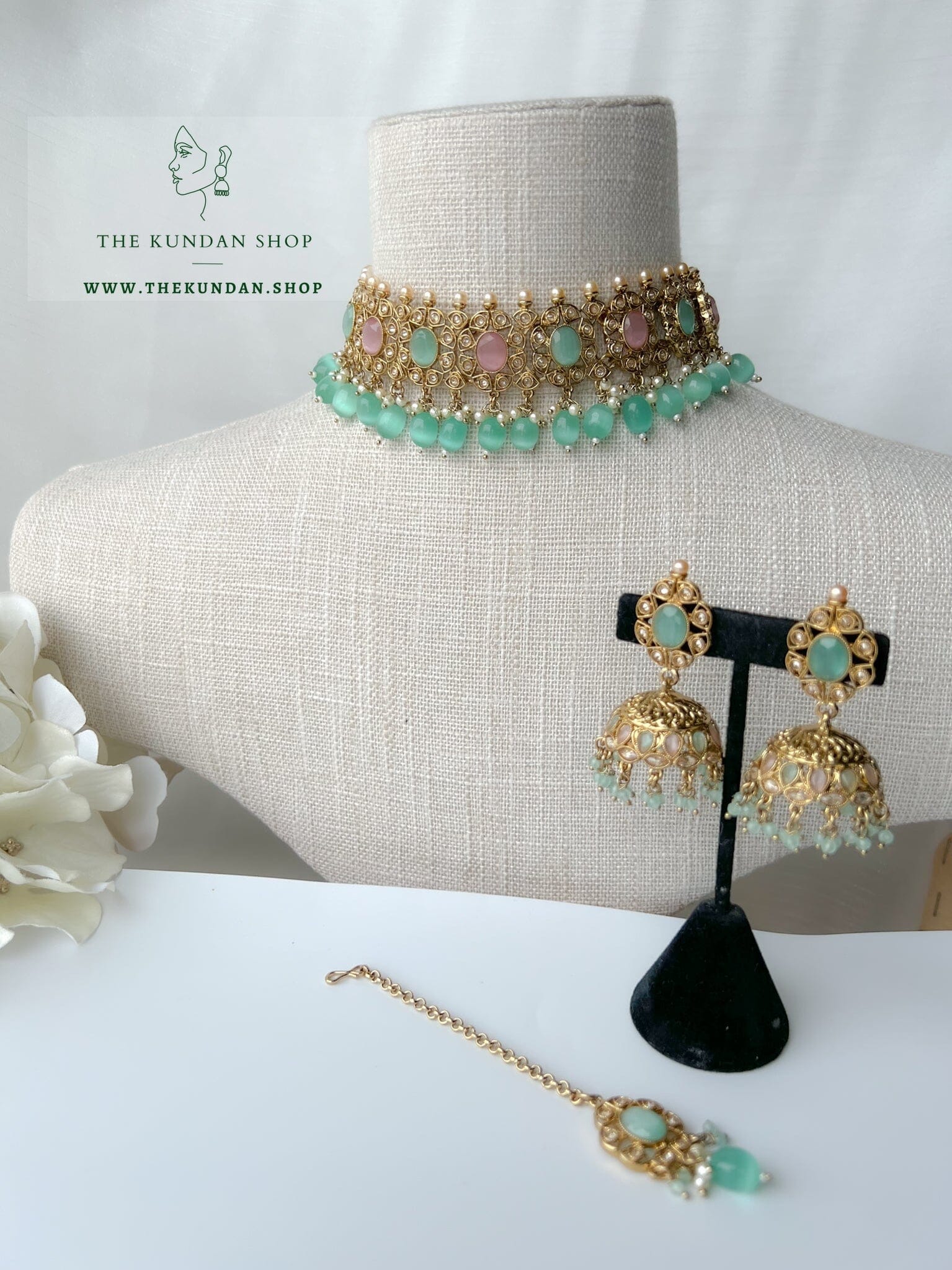 Reunite in Mint & Pink Necklace Sets THE KUNDAN SHOP 