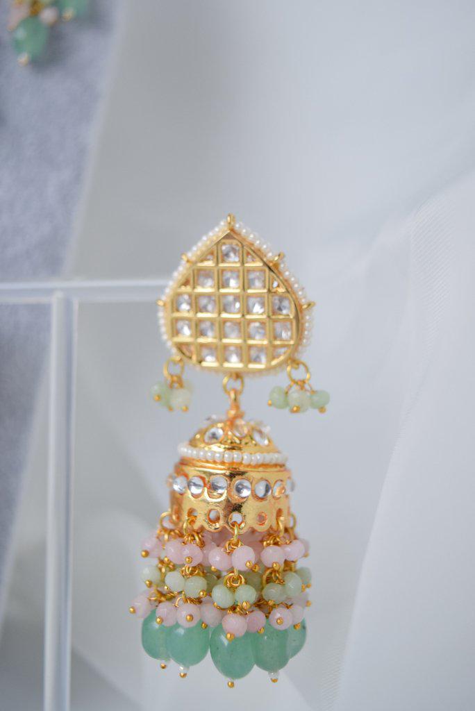 Mysterious in Mint & Pink Necklace Sets THE KUNDAN SHOP 