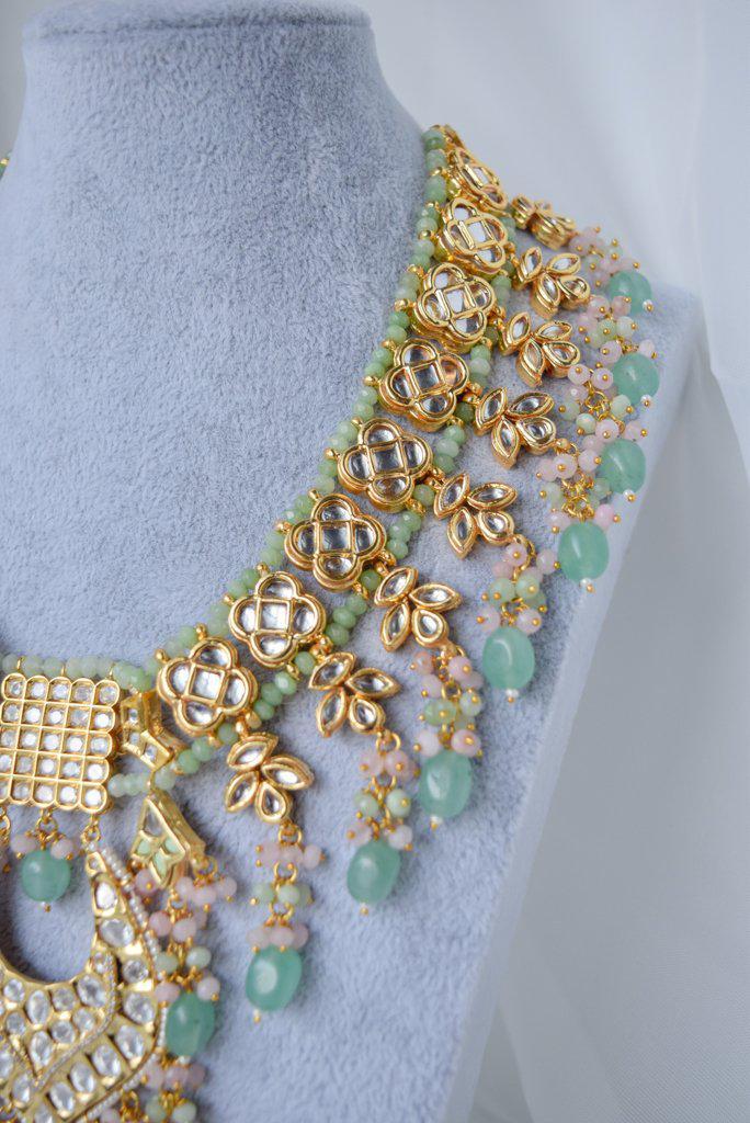 Mysterious in Mint & Pink Necklace Sets THE KUNDAN SHOP 