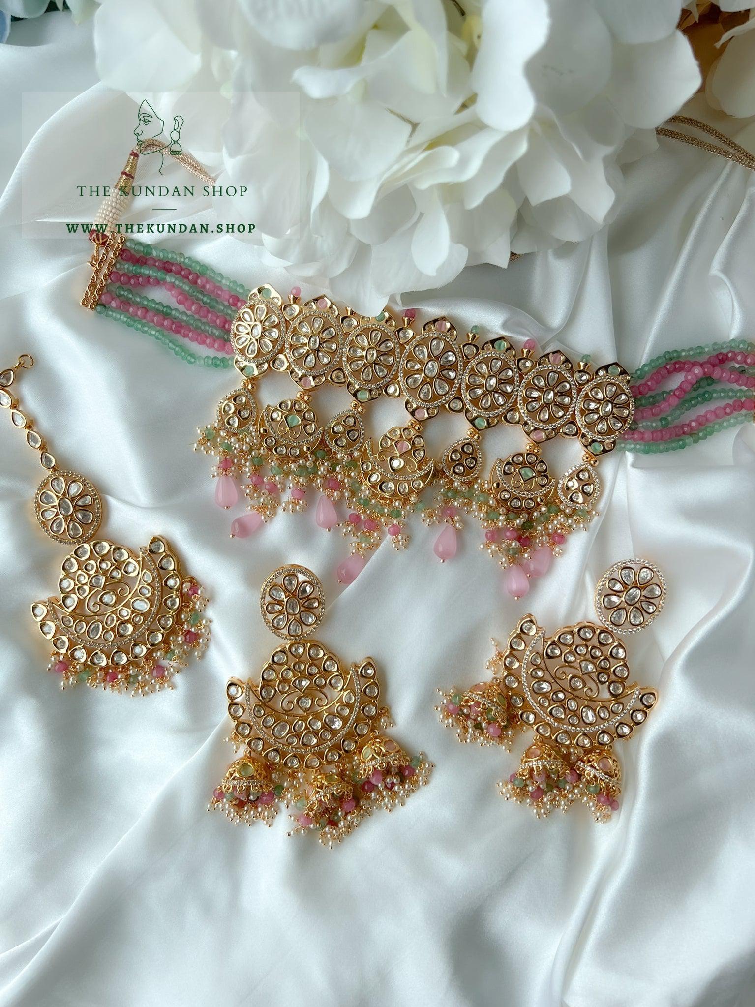 Elite Kundan in Mint & Pink Necklace Sets THE KUNDAN SHOP 