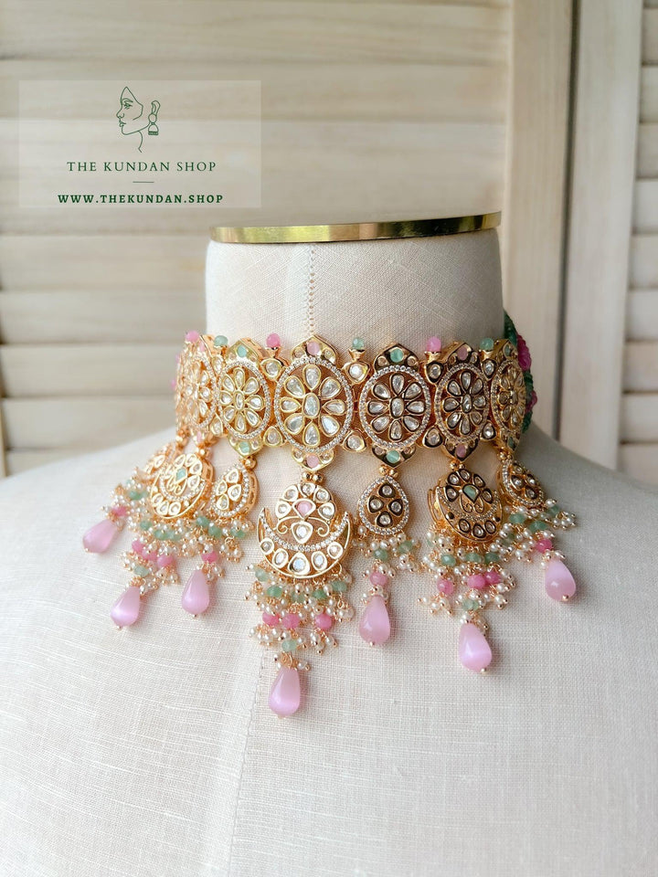 Elite Kundan in Mint & Pink Necklace Sets THE KUNDAN SHOP 