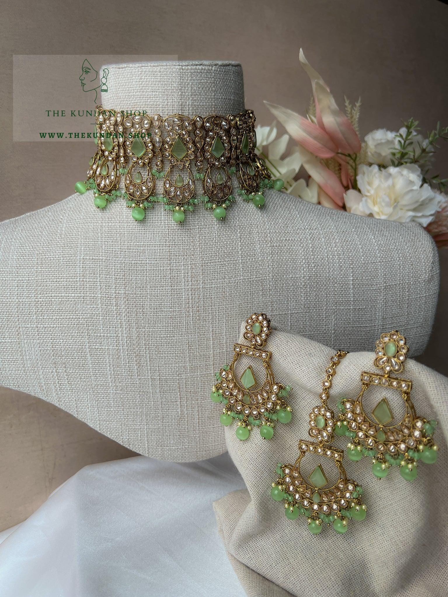 Promising Polki in Mint Necklace Sets THE KUNDAN SHOP 