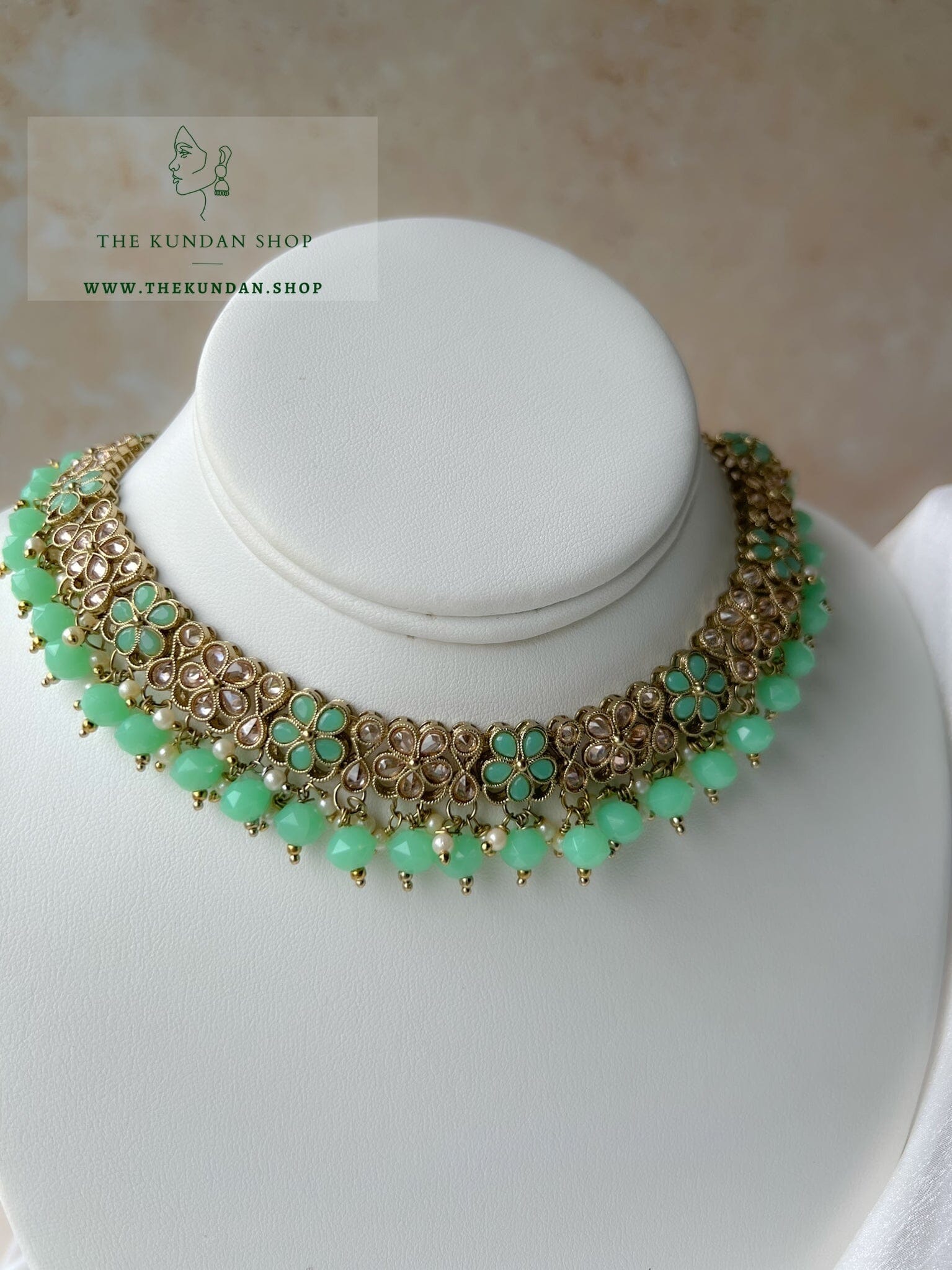 Imagine Polki in Mint Necklace Sets THE KUNDAN SHOP 
