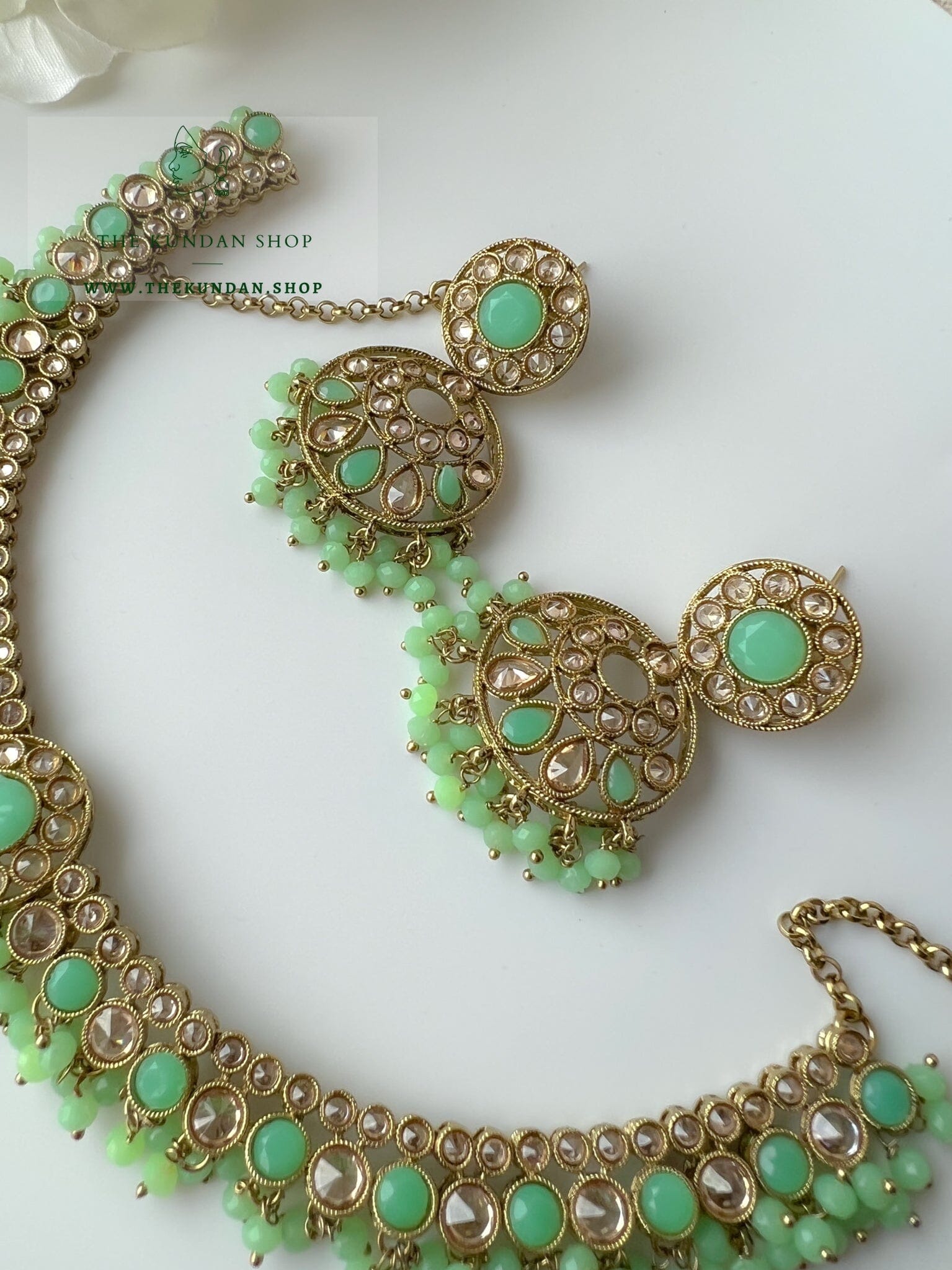 Basics in Mint Necklace Sets THE KUNDAN SHOP 