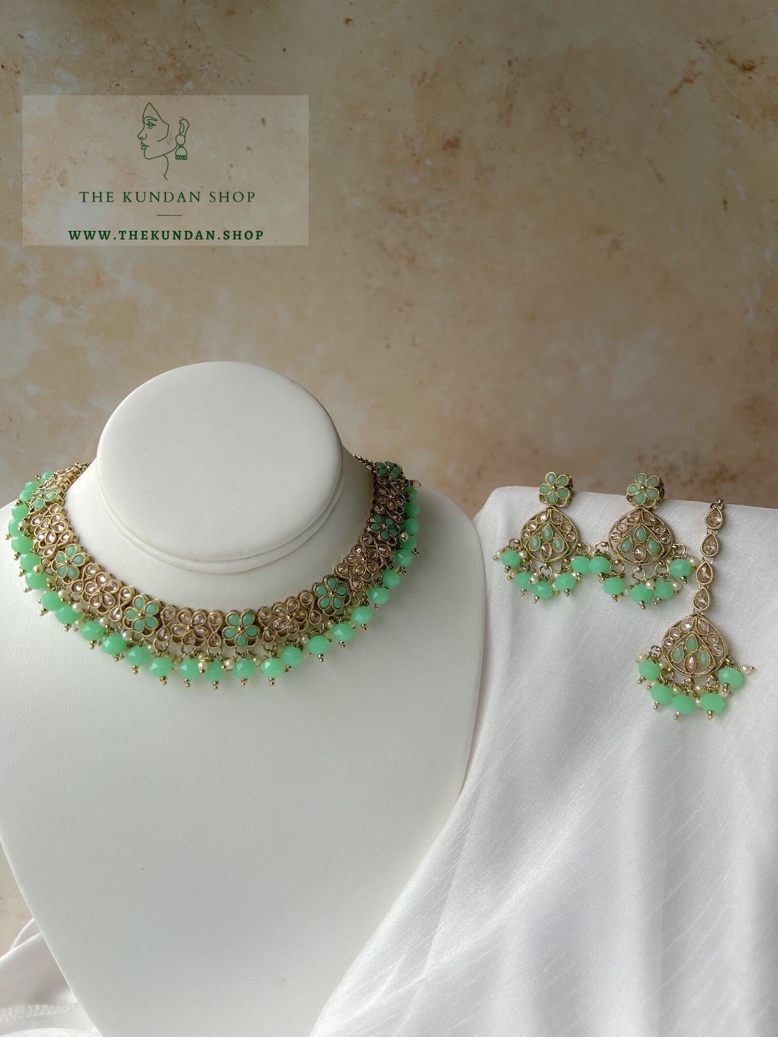 Imagine Polki in Mint Necklace Sets THE KUNDAN SHOP 