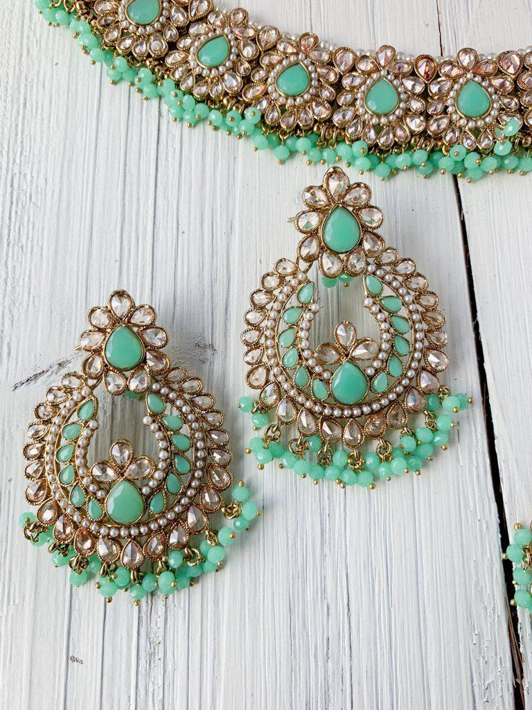 Triumphant in Mint Necklace Sets THE KUNDAN SHOP 