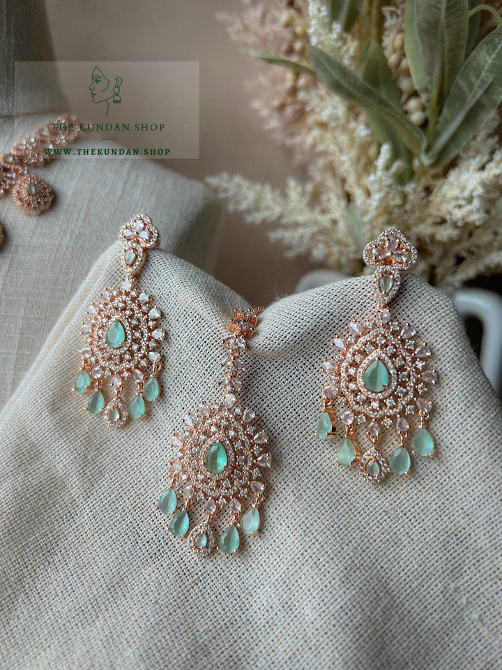 Resilient in Rose Gold & Mint Necklace Sets THE KUNDAN SHOP 