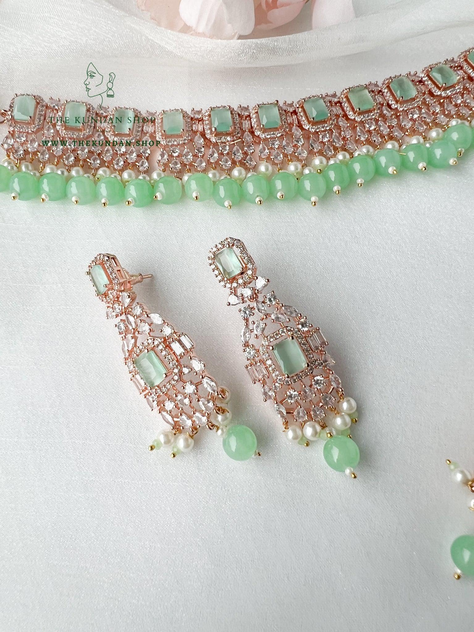 Wholesome in Rose Gold & Mint Necklace Sets THE KUNDAN SHOP 