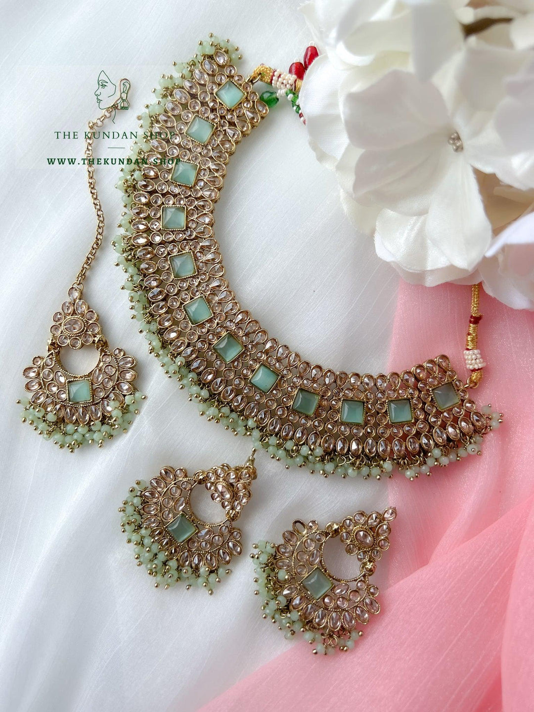 Lucky in Mint Necklace Sets THE KUNDAN SHOP 